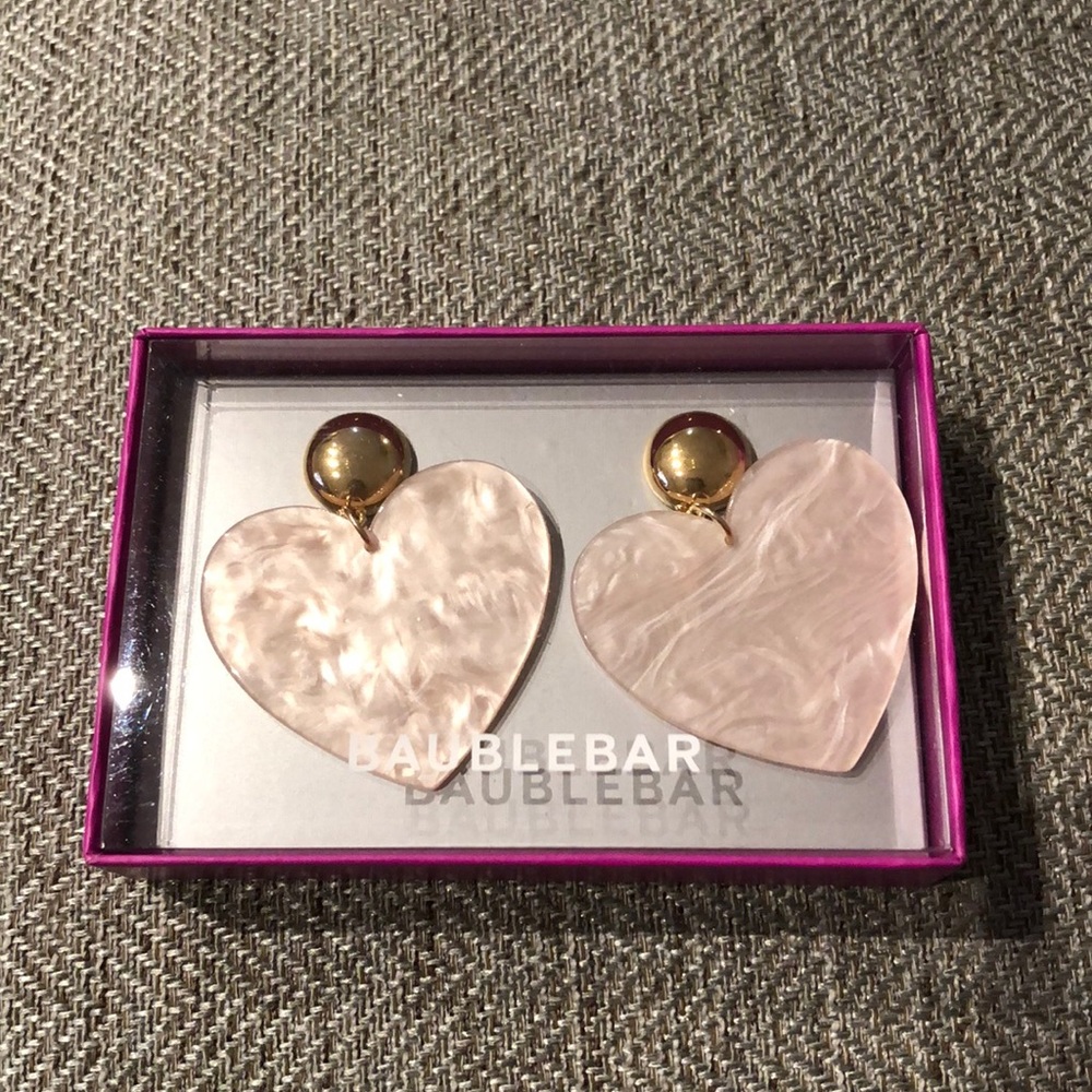 BaubleBar Light Pink Heart Drop Earrings